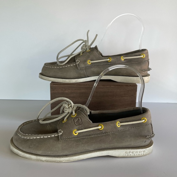 Kids boys Sperry Boat Shoe Grey Leather - Picture 3 of 7